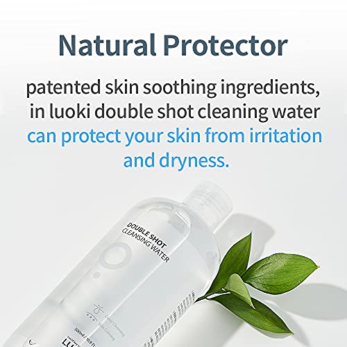 LUOKI Double Shot Cleansing Water 500ml (16.9 fl oz) - Hypoallergenic Deep Clean Micellar Cleansing Water and Makeup Remover¡¦ (33.8 Fl Oz(Pack of 2))