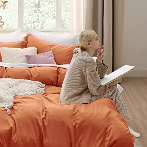 Bedsure Burnt Orange Twin Duvet Cover Set - Soft Prewashed Duvet Cover Twin Size, 2 Pieces, 1 Duvet Cover 68x90 Inches with Zipper Closure and 1 Pillow Sham, Comforter Not Included