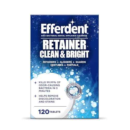 Efferdent Retainer Cleaner Tablets for Aligners, Mouth Guards & Night Guards, Clean & Bright, 120 Count, 3-Minute Daily Retainer Cleaner, Tough Stain & Odor Remover for Dental Appliances