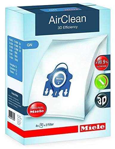 Miele GN AirClean 3D Efficiency Vacuum Cleaner Bags - 2 Boxes - Includes 8 Genuine Airclean GN Bags + 2 Genuine Super Air Clean Filter + 2 Genuine Pre-Motor Protection Filters