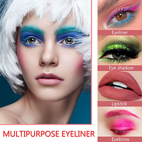 CAHIUYOA 3-Piece Green Eyeliner Set - Metallic & Pearl Shimmer Eye Shadow Pencils with Glitter Finish