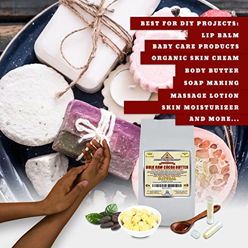 ANCIENT HEALTH REMEDIES Organic Unrefined Raw NATURAL COCOA (CACAO) BUTTER BLOCKS Bulk Size Rich Chocolate Aroma For Lip Balms Stretch Marks DIY Base for Body Butter (2Lb)