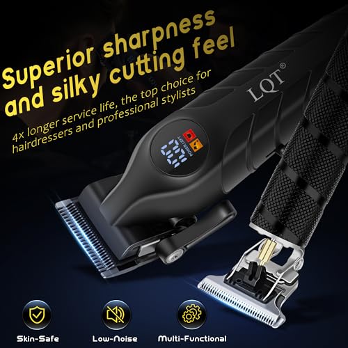 LQT Black Men's Cordless 4-in-1 Hair Clipper & Trimmer Kit with LED Display