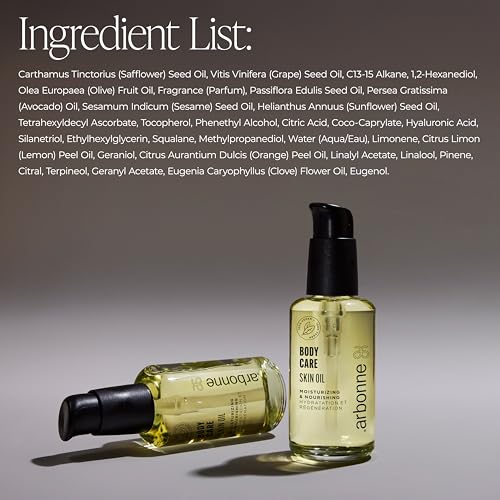 Arbonne BodyCare Skin Oil ? Lightweight Moisturizing Blend with Omega Fatty Acids, Hyaluronic Acid, & Essential Oils for Hydration, Radiance, Smooth Skin, Firmness, & Spa-Like Sensory Experience