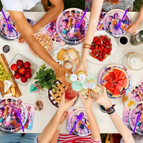 Demon Hunters Birthday Party Supplies Set - 20 Plates, 20 Napkins & Tablecover