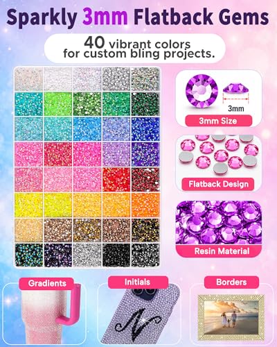 Bedazzling Kit 50,000 Rhinestones - 40 Colors with Glue & Tools