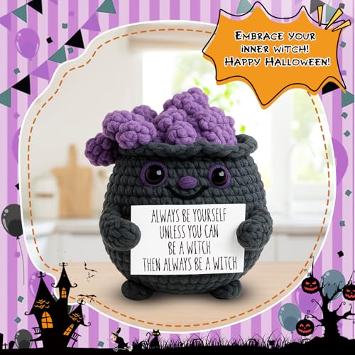 Halloween Crochet Witch Cauldron Decor - Spooky Gift for Women