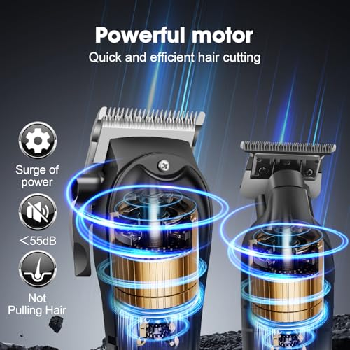 KEMEI Professional Hair Clippers Set for Men, Cordless Rechargeable Barber Clippers & Trimmers Kit, Clippers for Hair Cutting, Gifts for Men