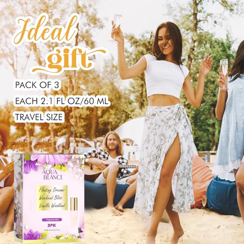 AQUA BLANCE 2.1 Fl Oz Body Spray for Women 3 Pack - Vanilla Lavender Jasmine