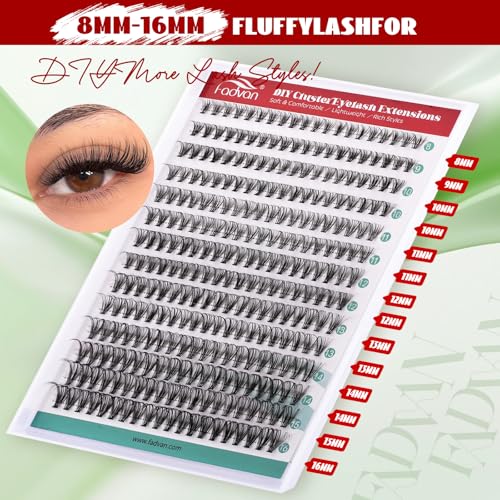 FADVAN 280pc Lash Clusters 8-16mm Mix, 0.07mm 20D Volume Extensions