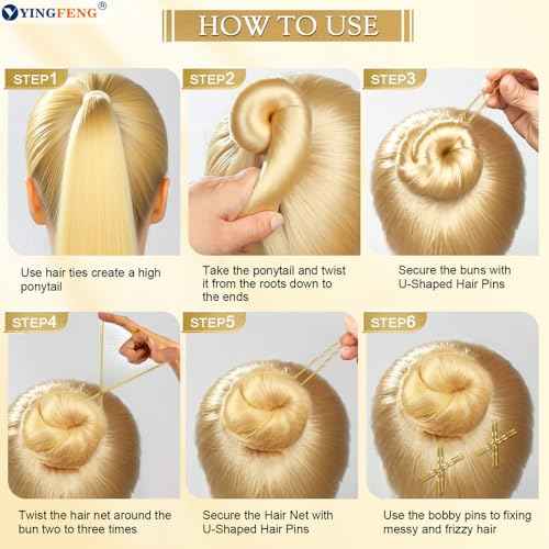 510PCS Blonde Bobby Pins Hair Pins Kit with Hair Net, YINGFENG Includes 100 Bobby Pins for Women, 100 U Shaped Buns Hair Clips, 300 Hair Bands and 10 Blonde Hair Nets, Dance competition must haves