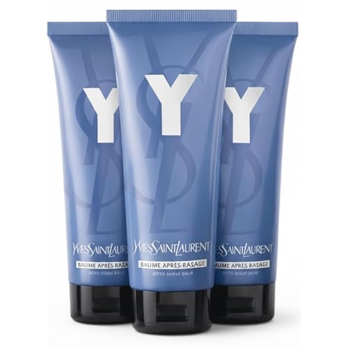 Yves Saint Laurent Y After Shave Balm for Men, Moisturizing Post-Shave Face Balm, Alcohol-Free, Fresh Citrus & Woods Scent, 1.6 oz / 50 ml Flip Top Tube UNBOXED (3 Pack)