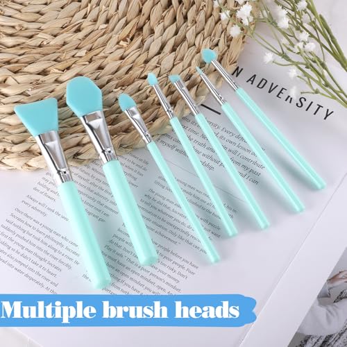 7-Piece Silicone Brush Applicator Kit - Green for Makeup & Crafting