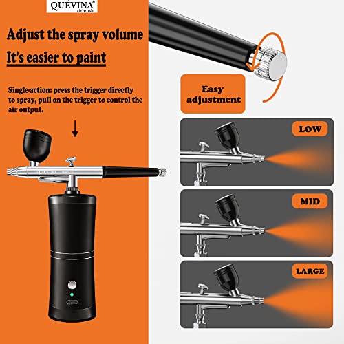 Quevina Cordless Airbrush Kit with Compressor, USB Rechargeable