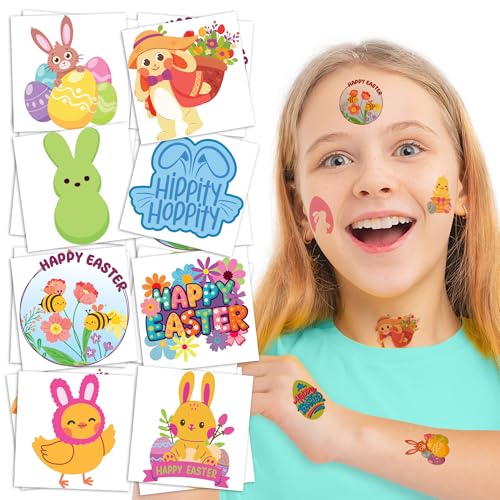 ArtCreativity 144 Pcs Glow in The Dark Easter Temporary Tattoos for Kids - 144 Pack Tattoos in 12 Festive Designs - Glow in The Dark Easter Basket Stuffers and Egg Fillers for Kids