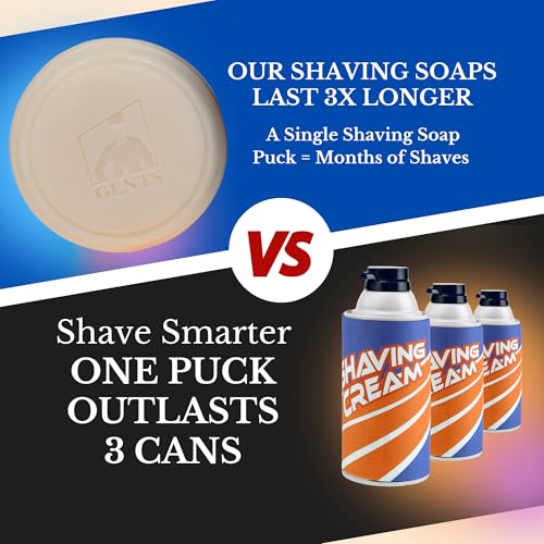 GENTS Men¡¯s Shaving Soap Set - 3 Pack Natural Fragrance Free Shave Bars with Shea Butter for Sensitive Skin, Rich Lather, Razor Burn Relief