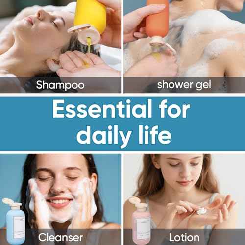 4 PACK Travel Shampoo Bottle, Empty Plastic Squeeze Bottles 6.8oz with Flip Cap, Lotion Container for Toiletries Travel Size Shampoo and Conditioner