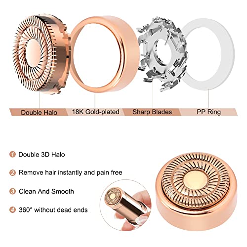 acial Hair Remover Replacement Heads Generation 2, Double Halo Replacement Heads for Finishing Touch Facial Hair Removal for Women, 18K Gold-Plated Replacement Heads for Facial Hair Remover (6 PCS)