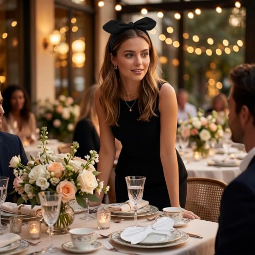 Women’s Black Bow Headbands - 2 Pack Adjustable Hair Accessories for Daily & Sport Wear