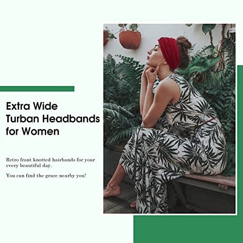 Tobeffect 7'' Extra Wide Turban Headbands for Women - 6 Pack Non-Slip Hair Wrap