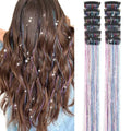 Hair Tinsel Clips 20 Inch Glitter Extensions Pack of 12