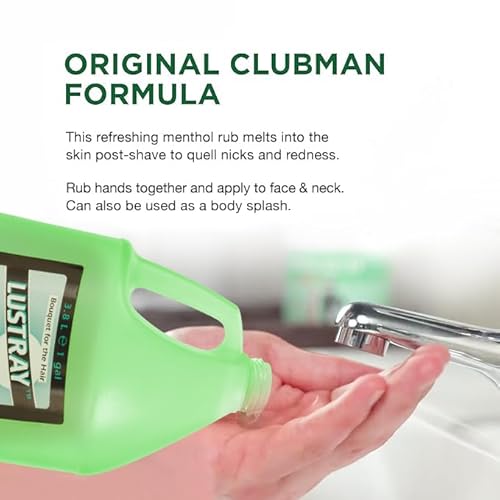 Clubman Lustray Menthol Face & Scalp Rub, Refreshing Menthol Formula for Cooling Sensation and Invigorating Care, Ideal for Post-Shave Use, 1 Gal, 1-Pack