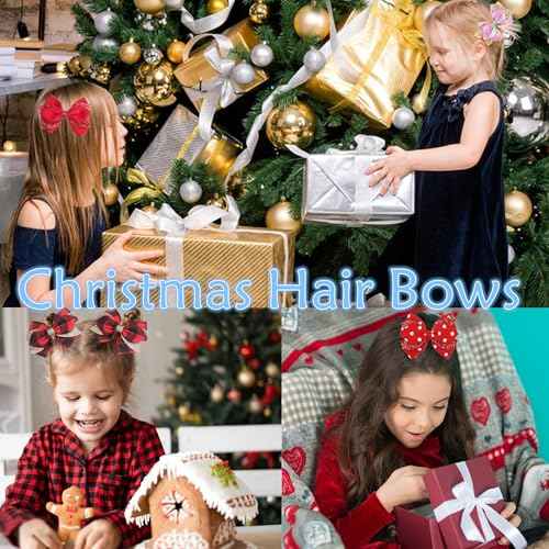 12Pcs 4" Hair Bows Clips Grosgrain Ribbon Alligator Clips Hair Bows Barrettes Hair Accessories for Girls Kids Teens Children Toddler Glitter Girls Hair Bows