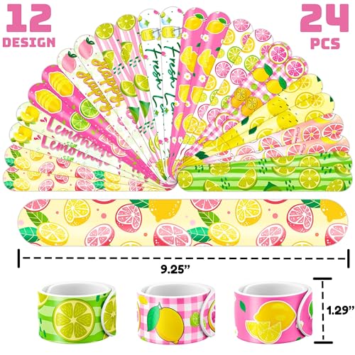 72 Piece Lemonade Party Favors Set - Tattoos & Slap Bracelets