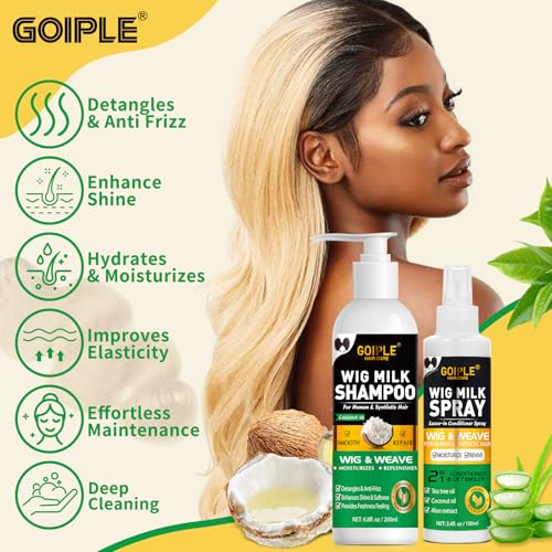 Goiple Wig Shampoo & Milk Spray Bundle for Synthetic Hair