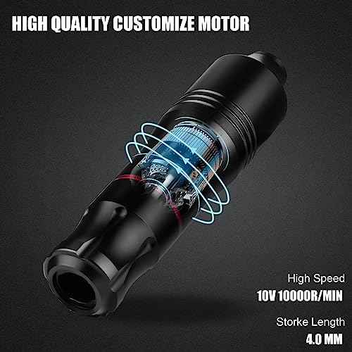 Tattoo Gun Kit for Beginners, Rotary Pen with Power Supply, Professional Ink Kit, Switch & Pigment, Light Tattoo Gun 6 Pcs Cartridge Needles, Complete Starter Set (Black)