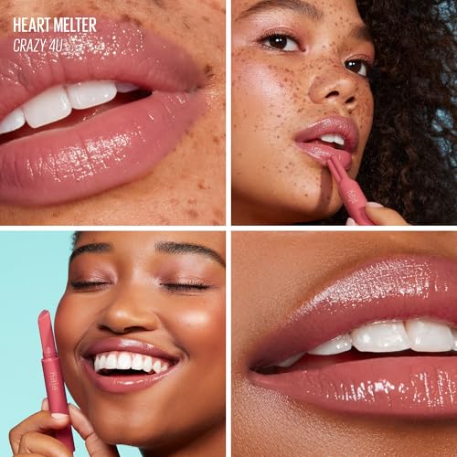 Kaja Heart Melter Lip Gloss in Crazy 4U - High Shine, Moisturizing, Soft Rosy Mauve, 0.04 Oz