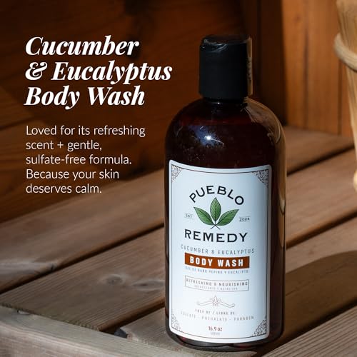 Pueblo Remedy Body Wash, Cucumber & Eucalyptus ? Soothing & Invigorating Shower Gel, Vegan & Cruelty-Free, 16.9 Oz