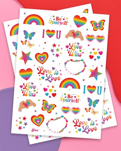 xo, Fetti Pride Rainbow Temporary Tattoos - 60 Pack