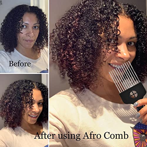 2 Pack Metal Afro Hair Picks with Fist Handle - Black