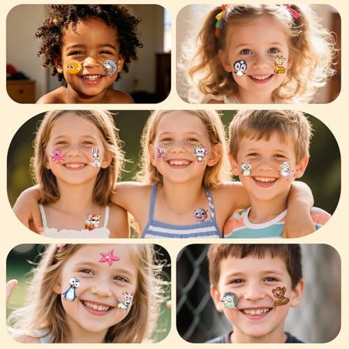 2" Large Temporary Tattoos for Kids – 80 Cartoon Animal Designs