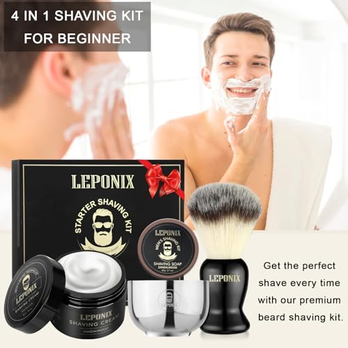 Mens Shaving Kit, The Ultimate Secret Santa Gift Set - Include Shaving Soap, Brush, Cream & Bowl ? Premium Aftershave Christmas Gift Set for Him, Husband, Boyfriend ? Ideal Grooming Essentials