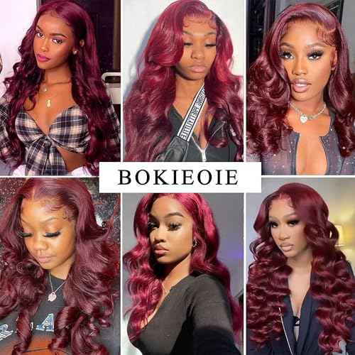 Burgundy Bundles Body Wave Human Hair Bundles 24 26 28 Inch #99J Bundles Human Hair Extension Wine Red Unprocessed Virgin Hiar 3 Bundles 300g Total For Women