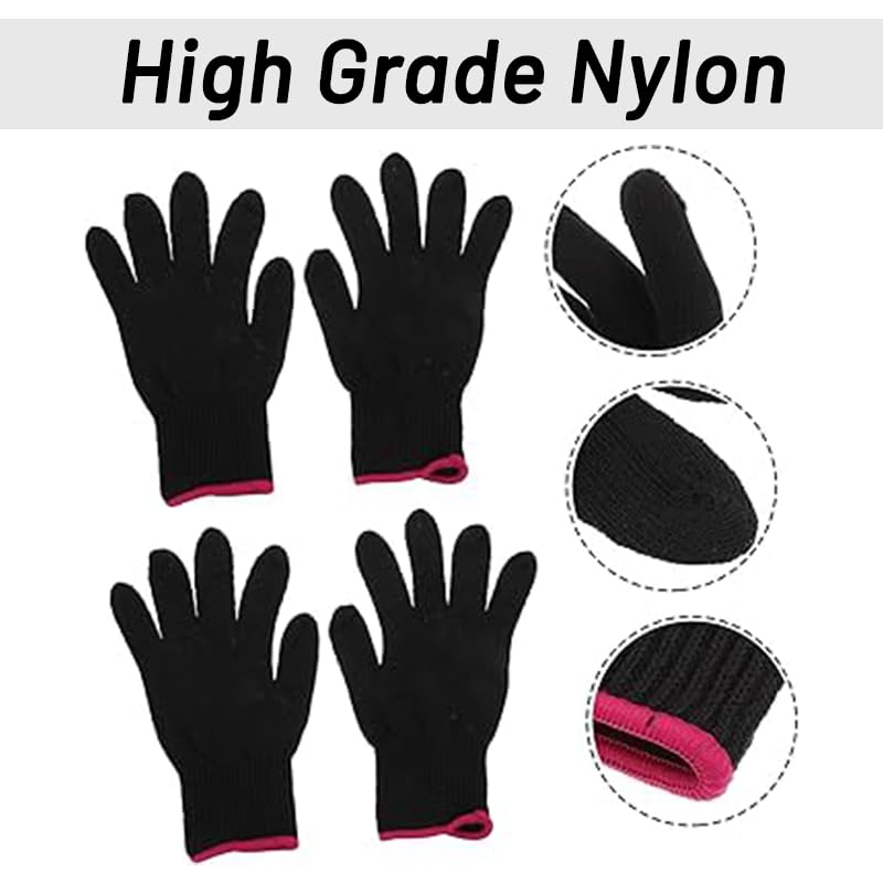 Heat Resistant Gloves for Hair Styling - 2 Pair Set
