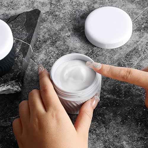 Travel Containers for Toiletries, Silicone Cream Jars BPA-Free, TSA Approved 3oz Travel Size Containers, Leak-proof Portable Size Silicone Jars with Lid for Face Hand Body Cream (4 Pack)