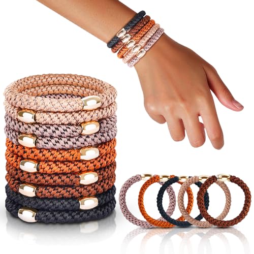 FORENEE 10Pcs Neutral Thick Hair Ties for Women & Girls - No Damage