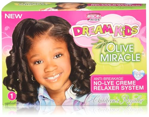 African Pride Dream Kids Olive Miracle Relaxer - No-Lye Hair Relaxer Kit