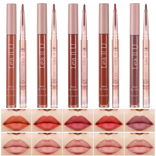 Waterproof Lip Liner & Matte Lip Glaze Set, 2 Pc Nude