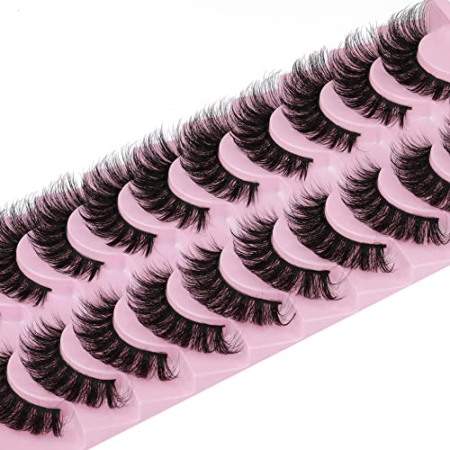 Cat Eye Mink Lashes 18mm - 10 Pairs Wispy False Eyelashes