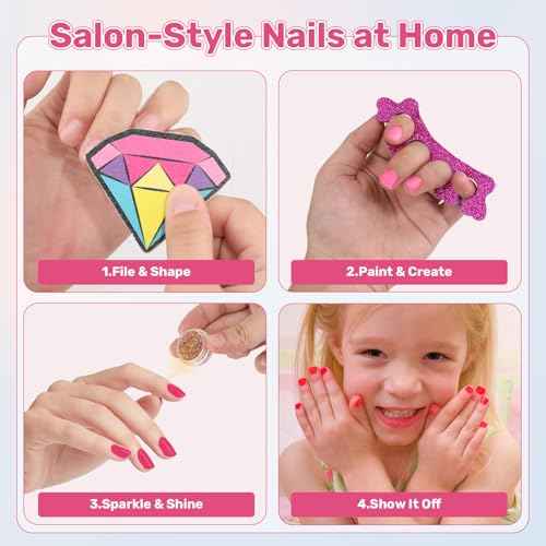 Kids Foot Spa & Nail Art Kit for Kids 4-12 ? All-in-1 Foot Spa Set with Colorful Lights & Manicure Set ? Fun Girls Spa Kit for Parties & Christmas Birthday Gifts for 6 8 9 10-12 Year Old Girls