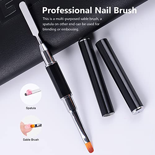 X&D Gel Nail Polish Kit - UV Polygel 2 Bottles Quick Dry 100g Natural Clear Color Nail Extension with Nail Forms, File, Acrylic Brush (Transparent & Nude Pink)