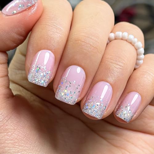 CurvLife Short Press-On Nails Kit - Reusable Glossy Gel False Nails