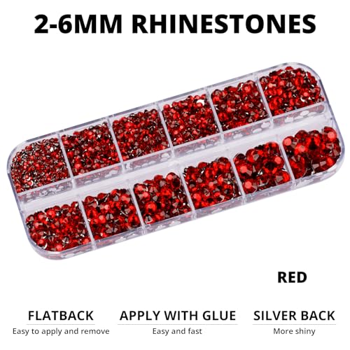 6500 Red Flatback Rhinestones Kit with B7000 Glue