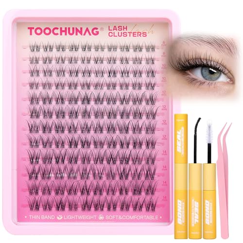 Natural Lash Clusters Kit 120 Pcs Wispy Eyelash Extensions with Bond & Tweezers