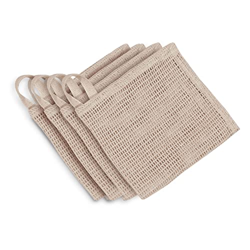 Bean Products Hemp Washcloth - Loose Weave Design for Effective Cleaning - Open Knit Exfoliating Wash Cloth - Fast Drying, Hemp & Organic Cotton - 10¡± x 12¡±, 4 Pack