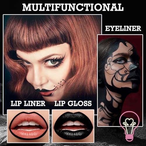 Black Matte Lipstick & Lip Liner Set - Waterproof, Long-Lasting